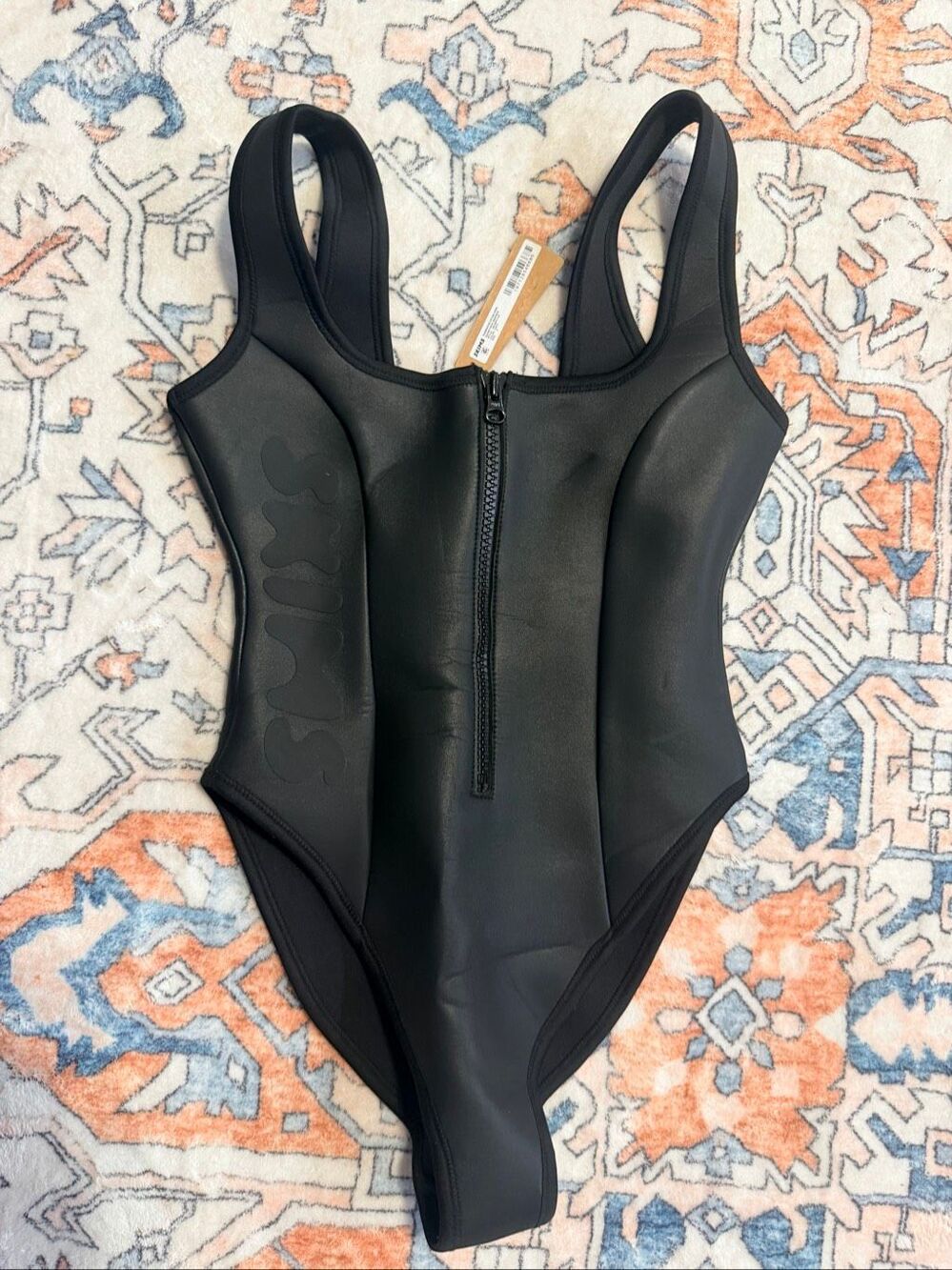SKIMS Rubberized Scuba Swim Scoop Neck One Piece Swimsuit Onyx Size Small S